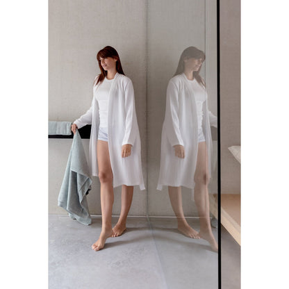 Cotton bamboo muslin bathrobe - white (S)