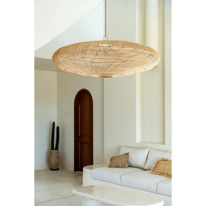 Natural rattan disc pendant light XL - 150 cm wide