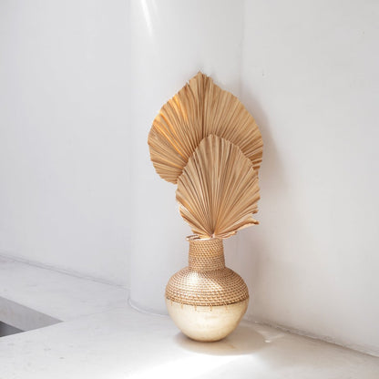 Vase i flet og træ KAMARI – beige