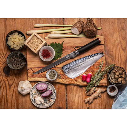 Damascus fillet knife 200 mm - wood handle