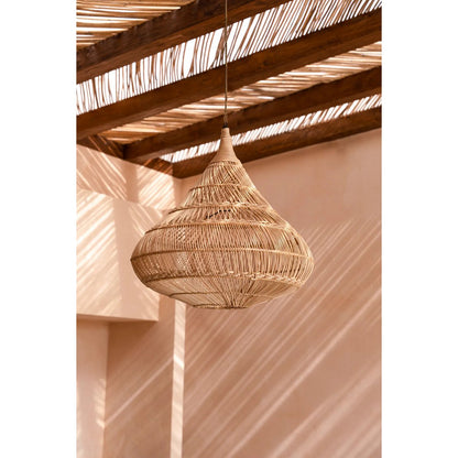 Rattan pendellampe 55 cm – dråbeformet, beige