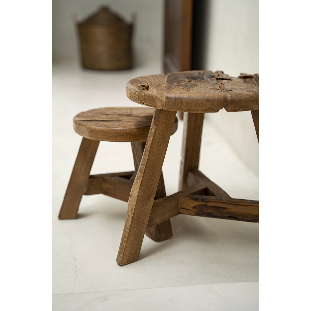 Wood stool, 37 × 33 cm - Natural (M)