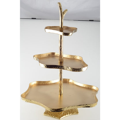Metal cake stand 3-tier, 44.5 cm - gold