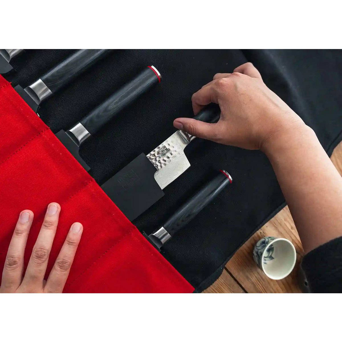 Cotton knife roll-up bag, 7 slots