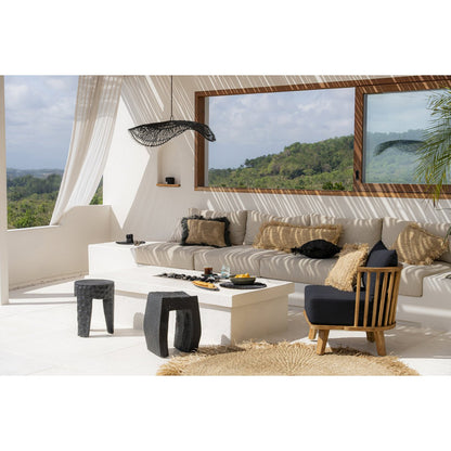Wood stool 38×47 cm - black finish, made in Indonesia
