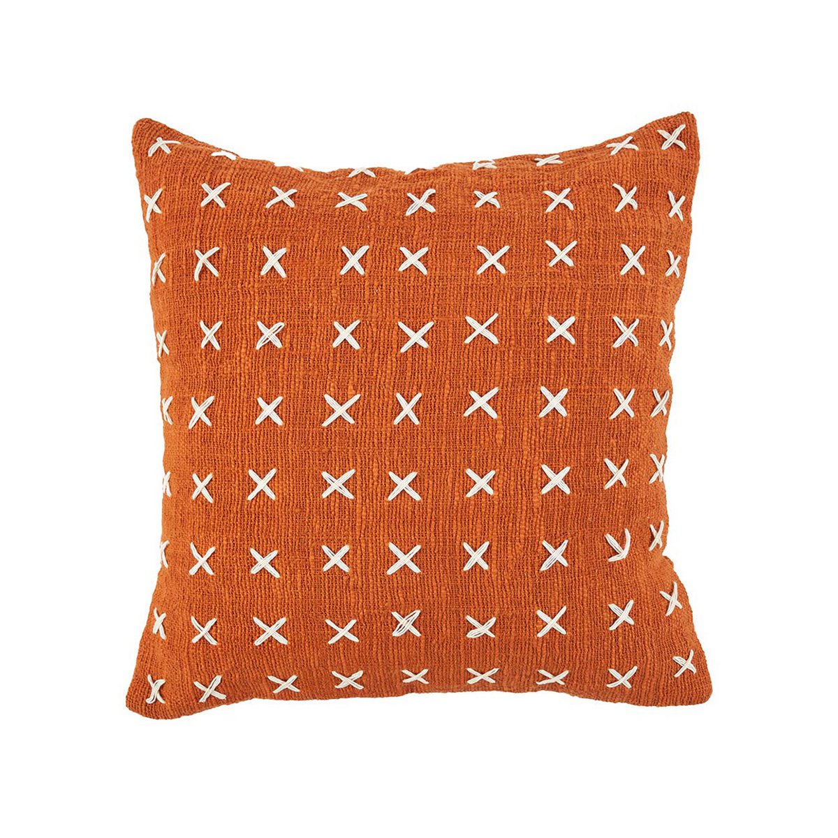 Bomuldspudebetræk 50×50 cm – terracotta og hvid, Indonesien