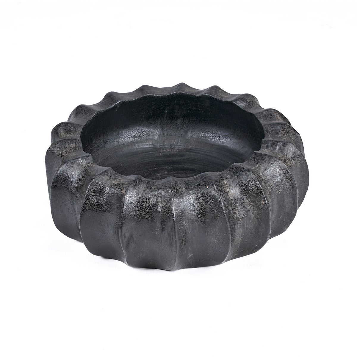 Mango wood bowl, hand-carved - black, 40 cm