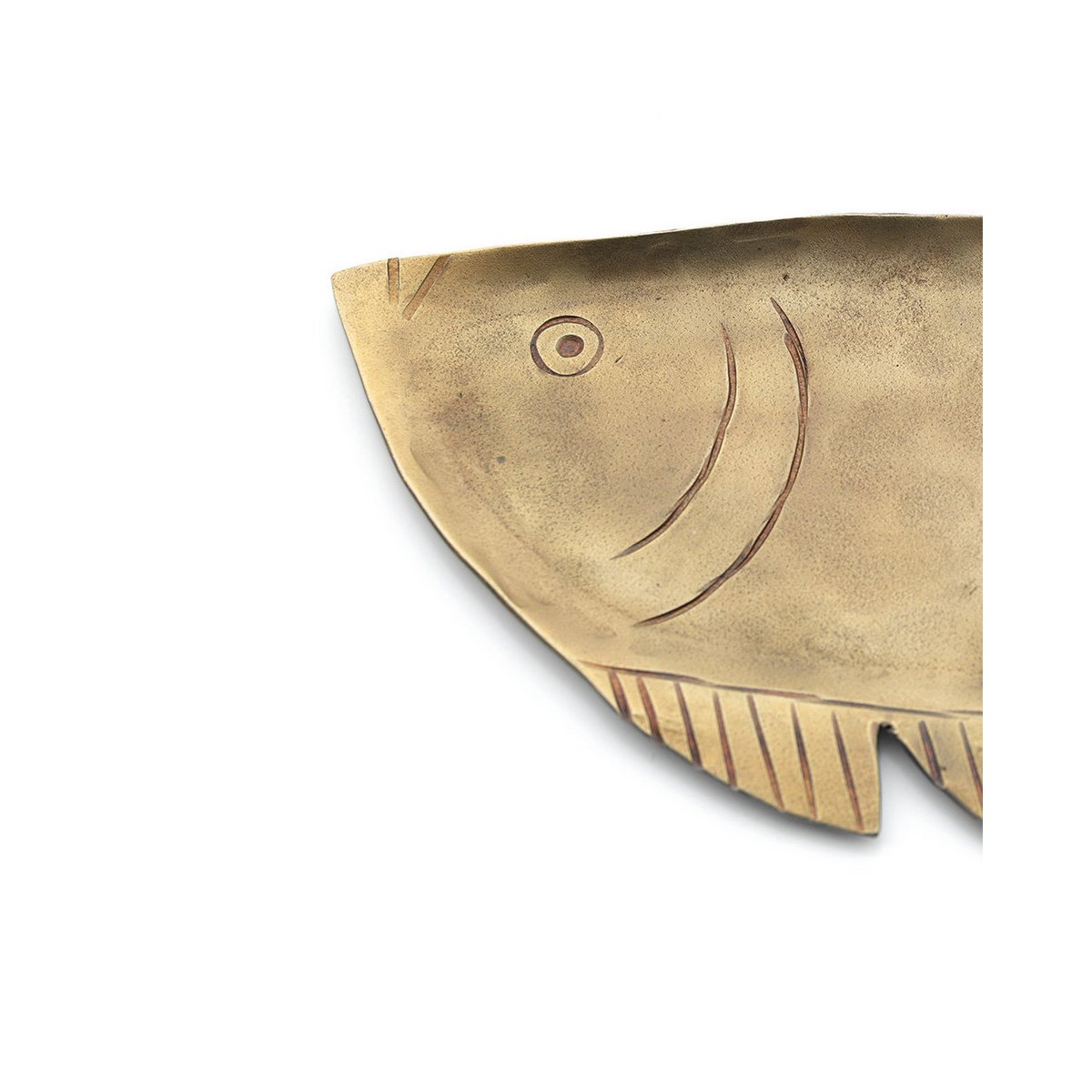 Brass serving tray, large - fish-shaped