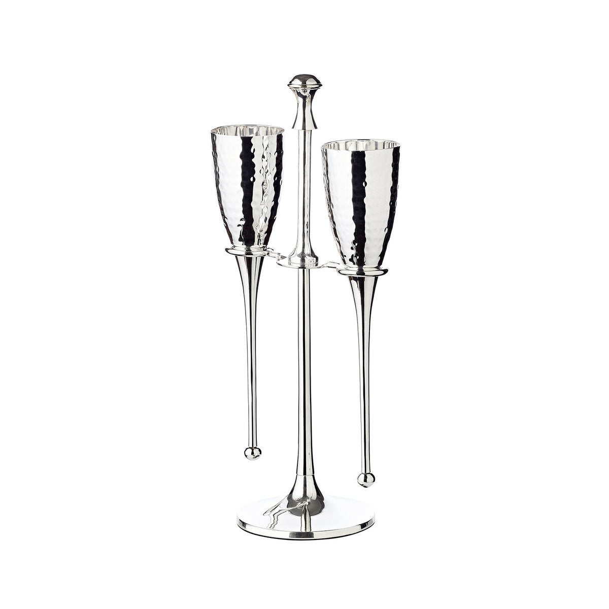 Stål champagnefløjter med stativ, 32 cm – forsølvet