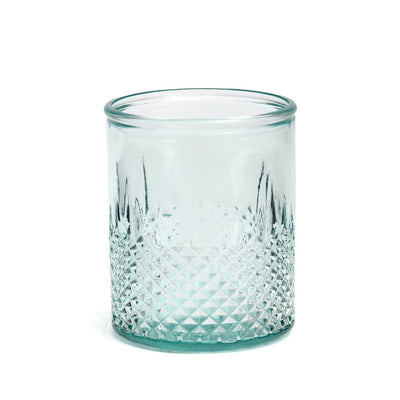 Recycled glass tumbler with diamond cut, blue, small