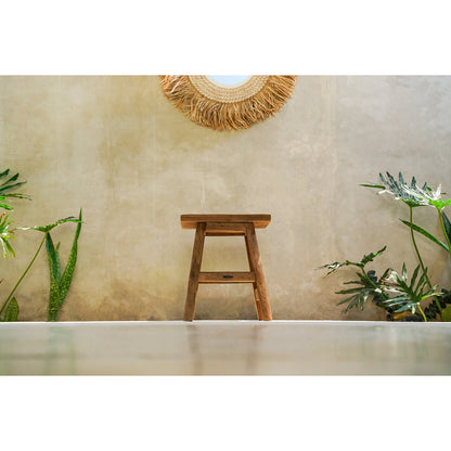 Reclaimed teak stool, four-leg - 39×30cm L