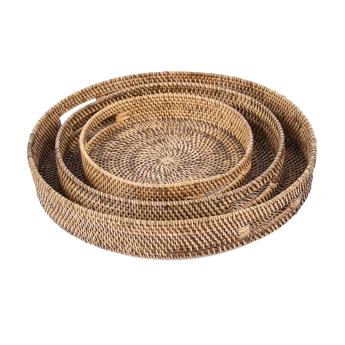 Rattan serving tray, 41 cm - handwoven natural