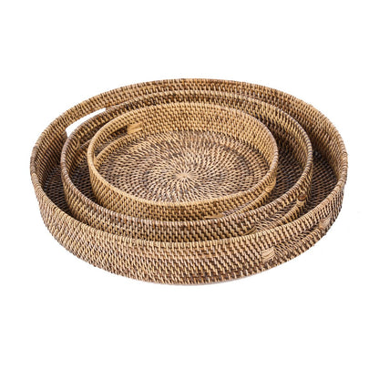 Rattan serving tray, 41 cm - handwoven natural