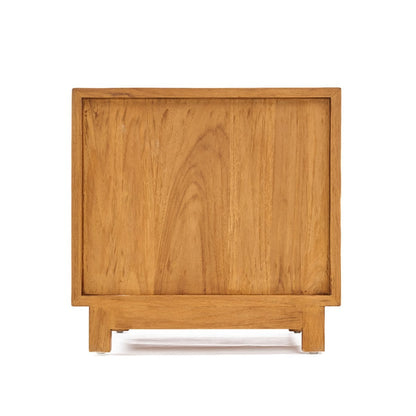 Teak rattan nightstand, handwoven - Natural
