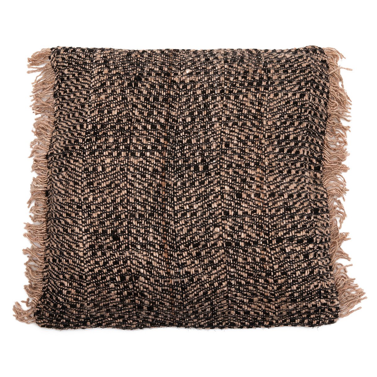 Handgefärbter Baumwoll-Kissenbezug 60×60 cm – Schwarz und Kupfer