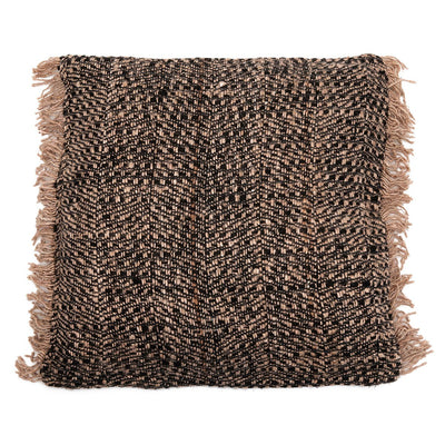 Hand-dyed cotton cushion cover 60×60 cm – black and copper