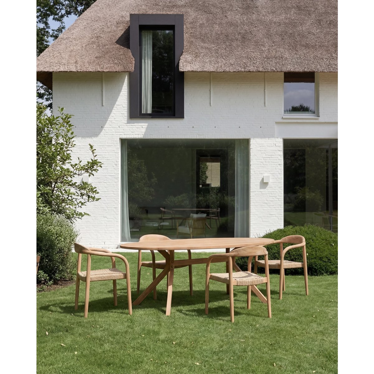 Teak dining table, oval, 225 cm - handmade