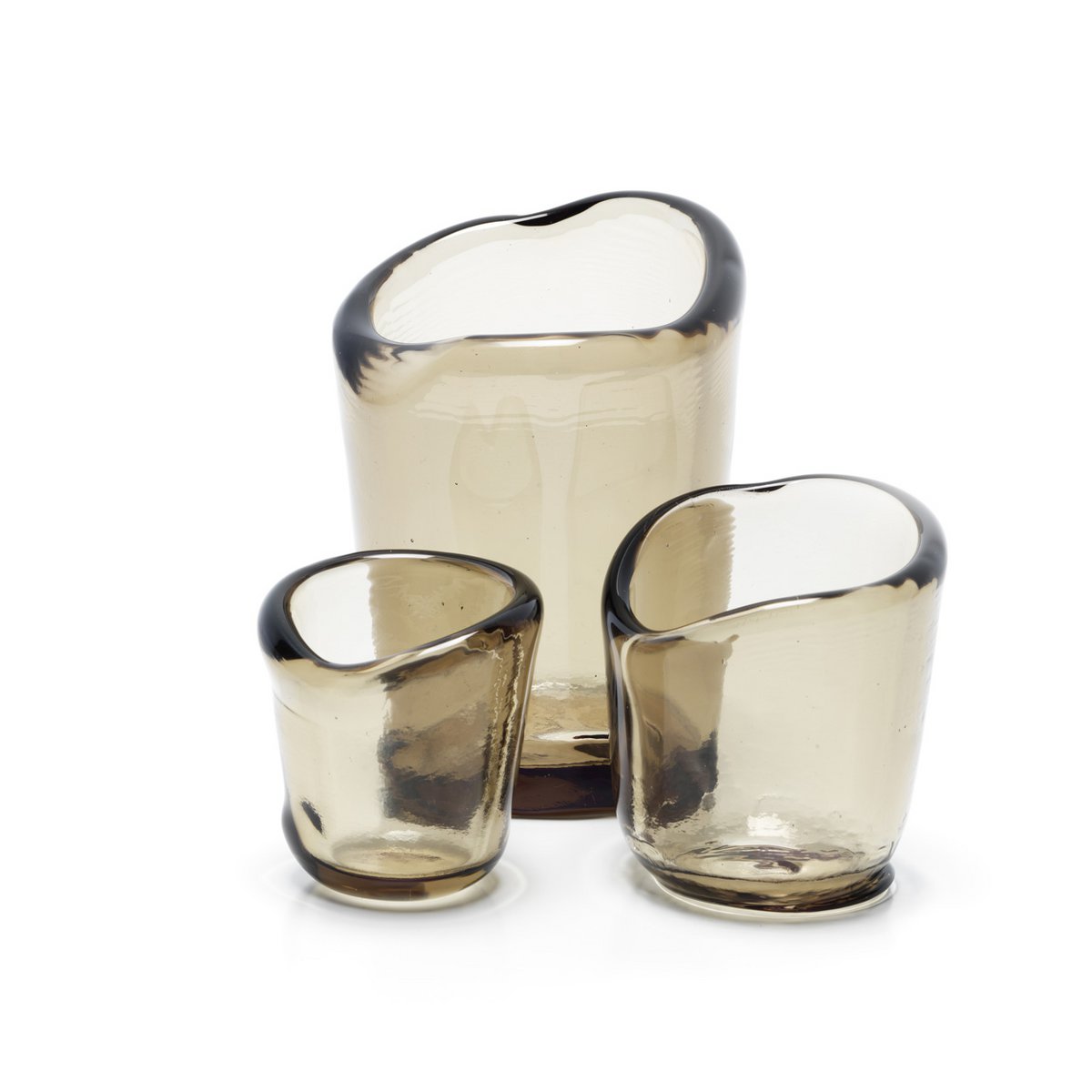 Nocturne candle holder, charcoal glass - large