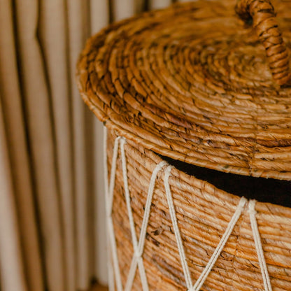 Banana fibre laundry basket KISA with lid - natural