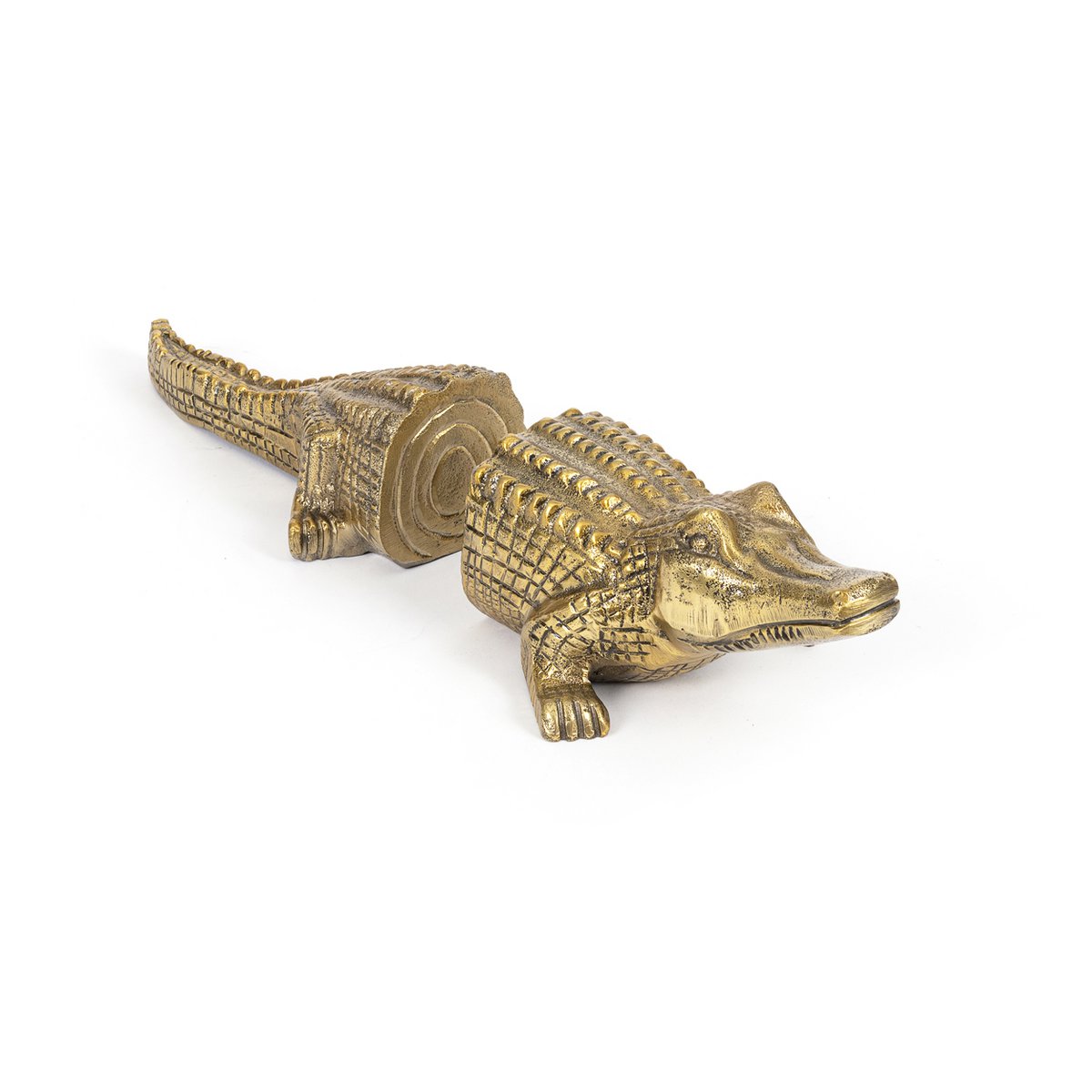 Krokodil-Buchstützen Messing, Aluminium Paar