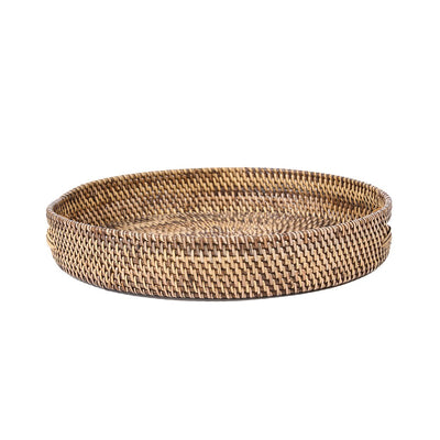Rattan serving tray, 41 cm - handwoven natural