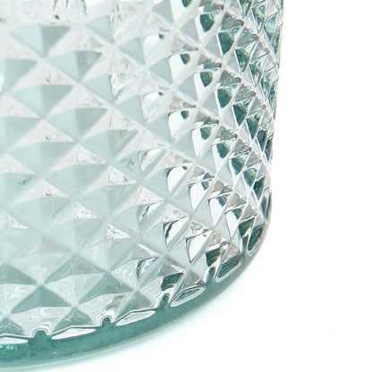 Recycled glass tumbler with diamond cut, blue, small
