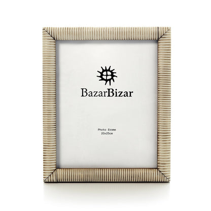 Polyresin frame, antique, 20×25 cm - carved lines