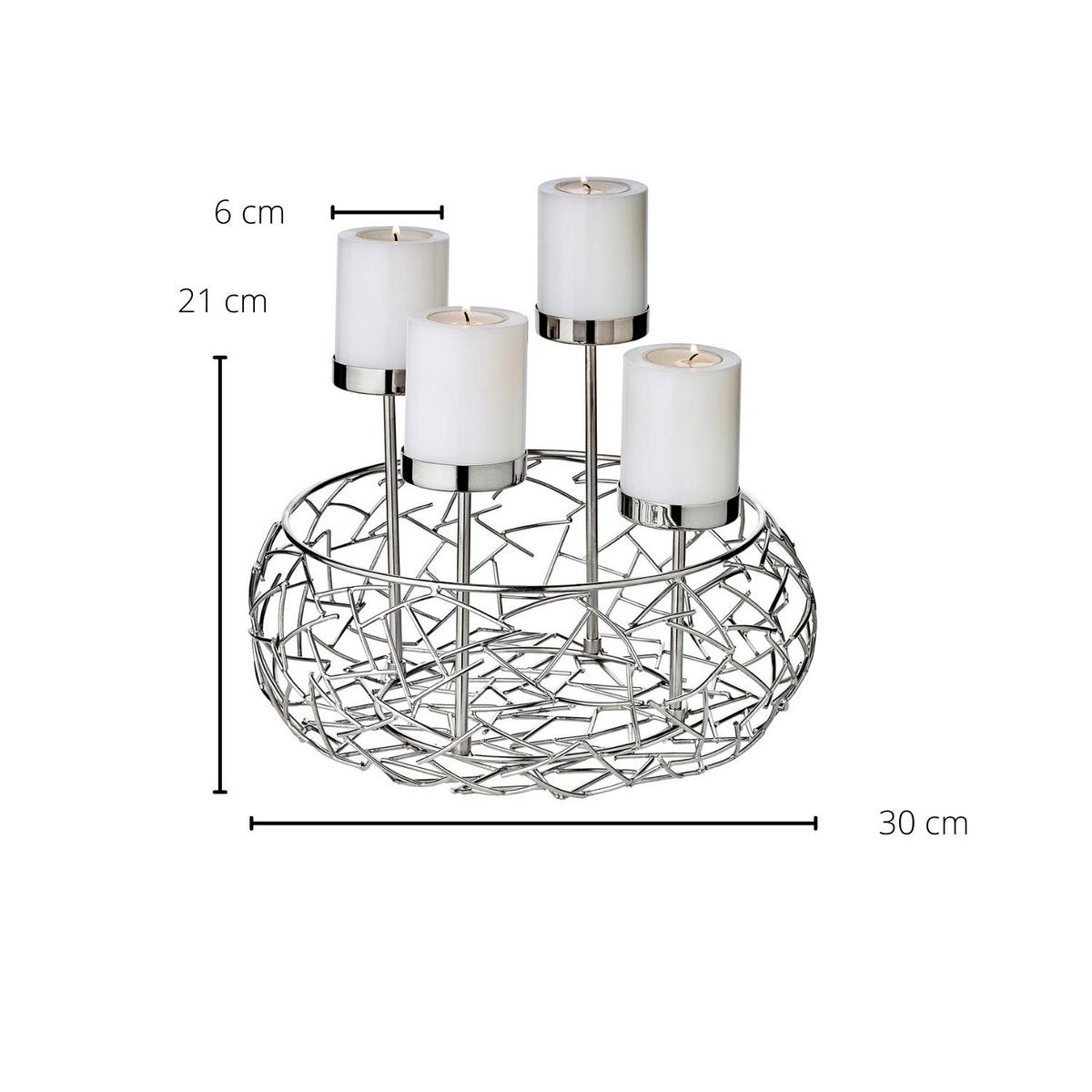Stainless steel advent wreath 30 cm - Milano