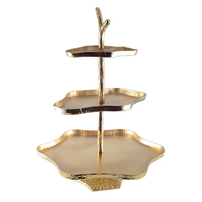 Metal cake stand 3-tier, 44.5 cm - gold