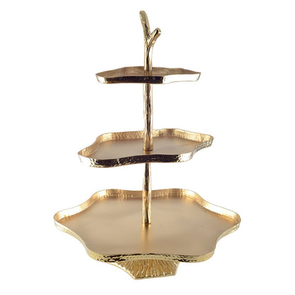 Metal cake stand 3-tier, 44.5 cm - gold