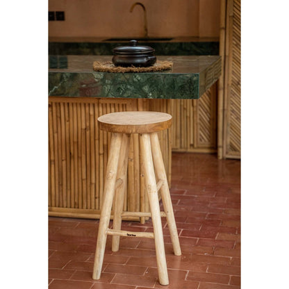 Teak bar stool with four-leg base - 75 cm