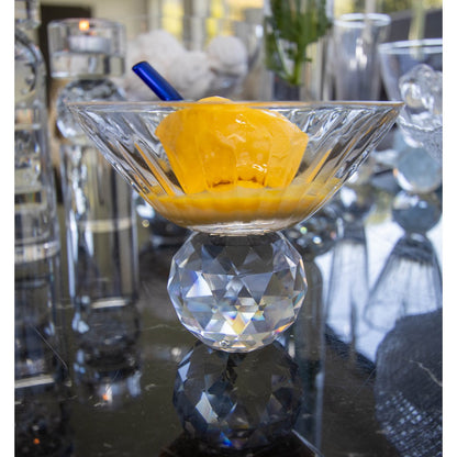 Glass dessert bowls with diamond foot, set of 4