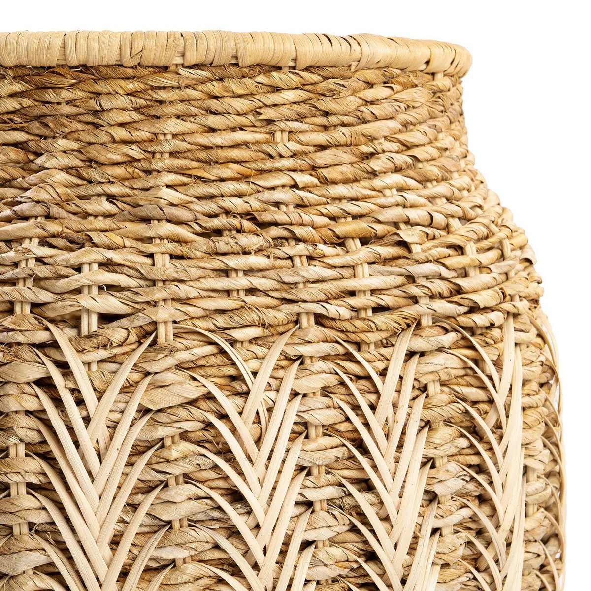 Rattan and banana leaf basket - natural, medium