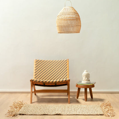 Seagrass & raffia rug 120×60 cm – striped, handwoven in Indonesia
