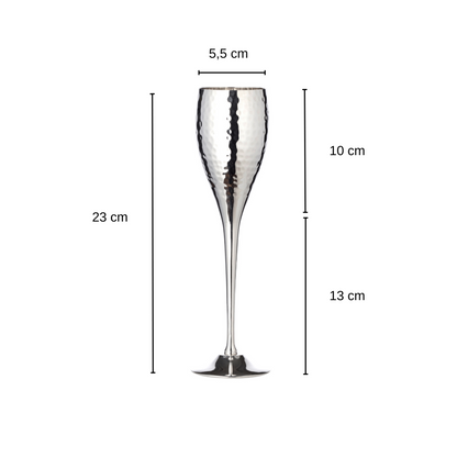 Silver-plated champagne flutes Dodo, set of 2, hammered, H 23 cm