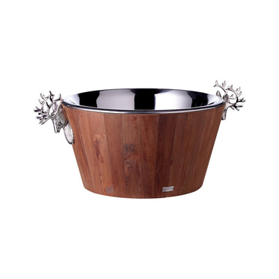 Teak & stainless steel bottle cooler, 25 cm - keeps drinks cold 10 hou