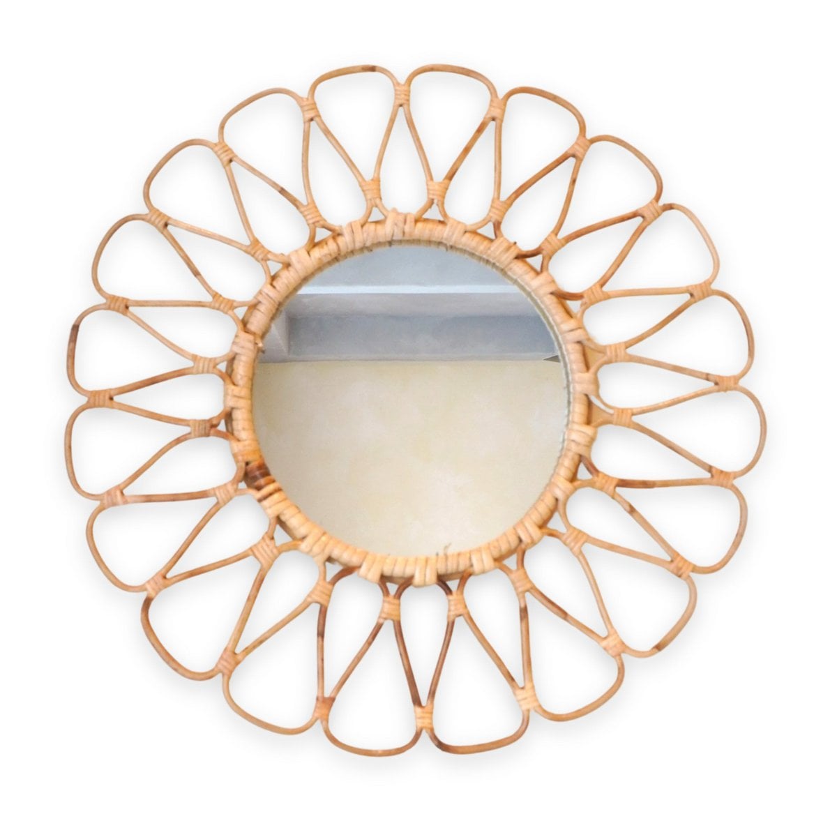 Rattan round wall mirror 38 cm DANAU – handmade