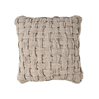 Linen cushion cover with cross-weave, natural - 50×50cm