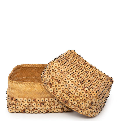 Bamboo square basket 28 × 17 cm - natural, large