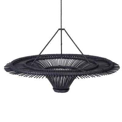 Black rattan sky pendant light XXL - 150 cm sunburst