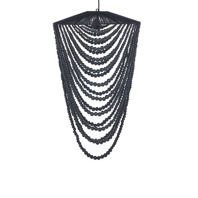 Wooden bead chandelier - Black, large