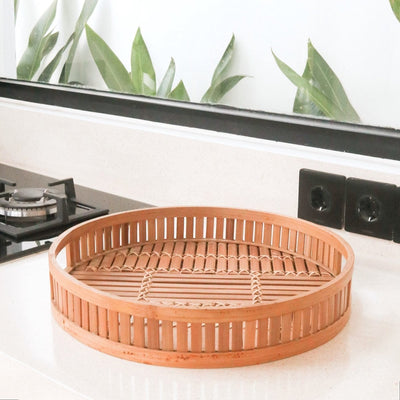 Round bamboo tray SENAYAN Ø 40 cm - beige