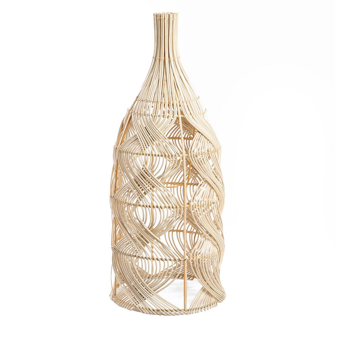 Høj pendel i rattan, 30 × 70 cm – flaskesilhuet