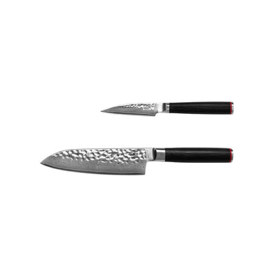 Damascus steel starter set, 2 knives - paring and santoku