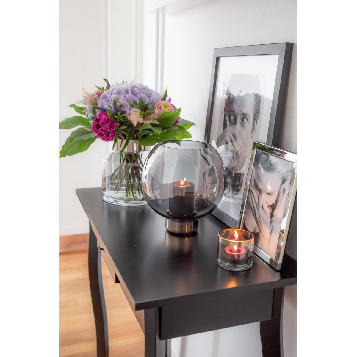 Jack lanterne mørk krystal med platinfod – 21 cm