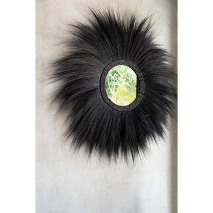 Round mirror with grass frame, 100 cm - Black