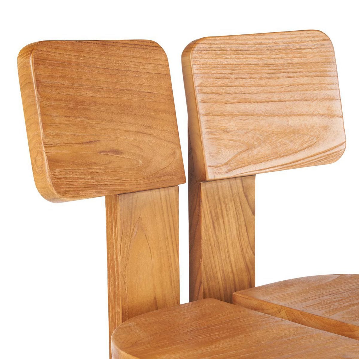 Teak bar stool, natural - dual split-back 58 × 108 cm