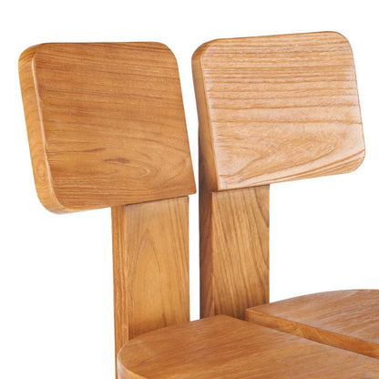 Teak bar stool, natural - dual split-back 58 × 108 cm