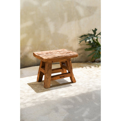 Small wood stool 29×21 cm - natural, Indonesia