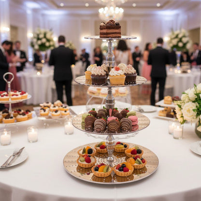 Silver 4-tier cake stand, 73cm - stainless steel